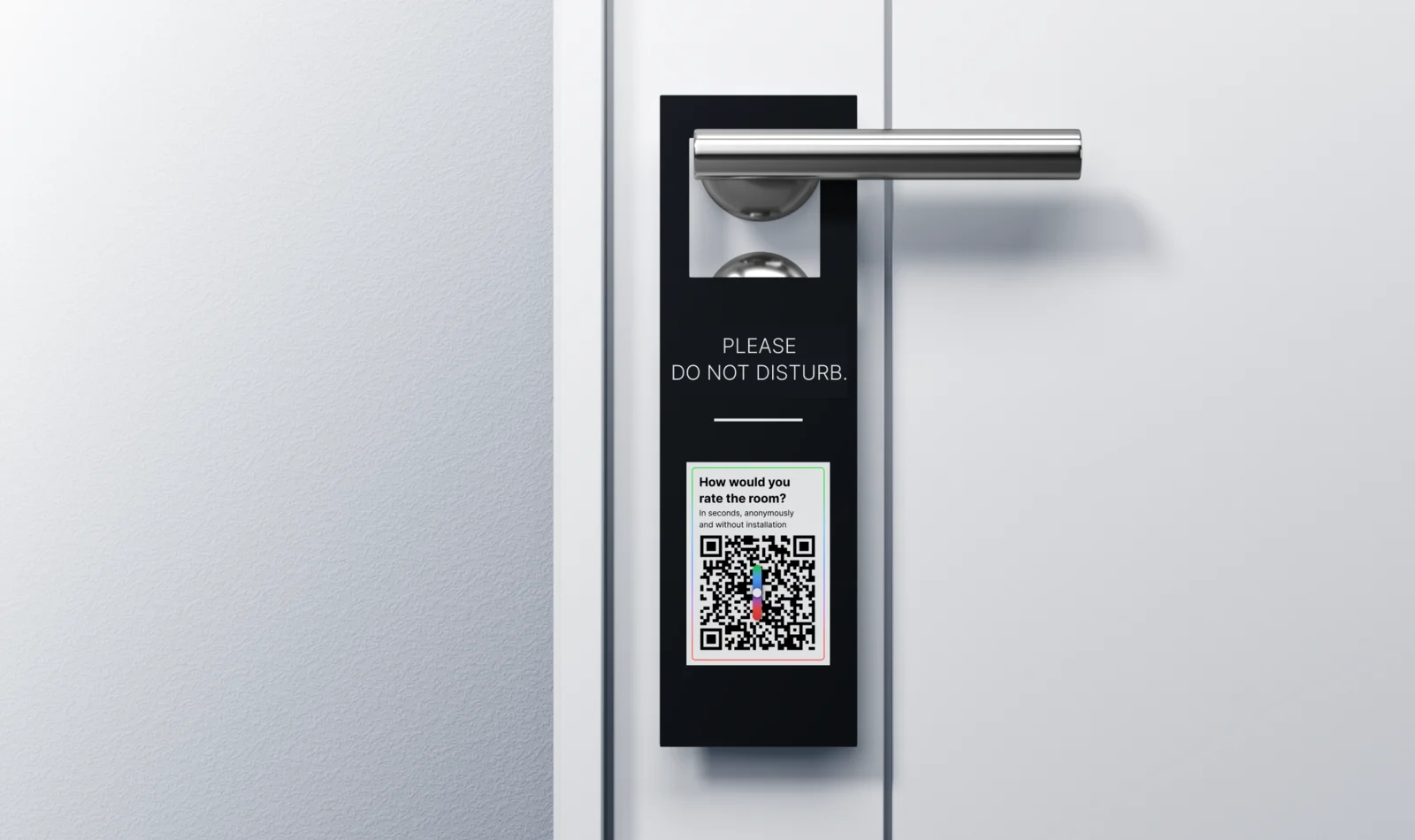 Hotel door hanger with QR code for guest feedback